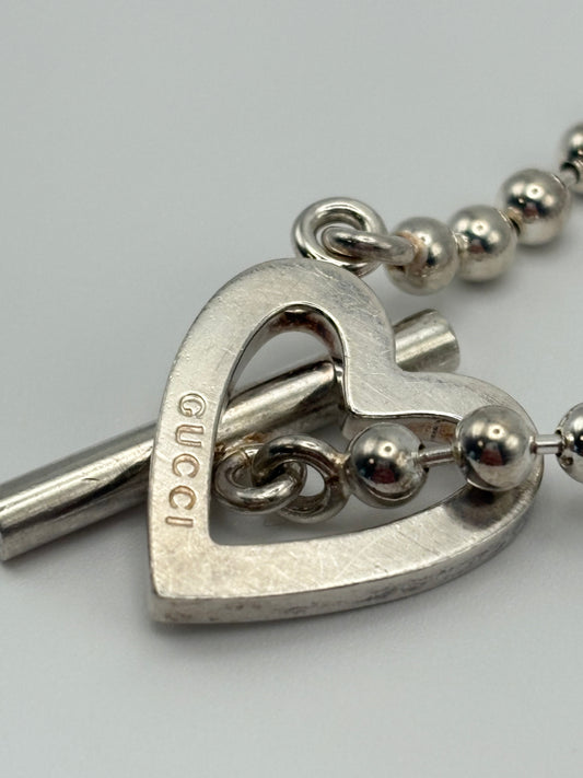Gucci Toggle Heart Necklace 925 Sterling Silver