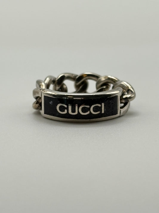 Gucci Chain Ring Enamel Black